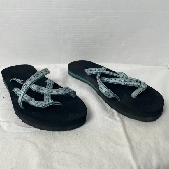 TEVA Blue/White Strappy Thong Flip Flop Sandal - Picture 2 of 9